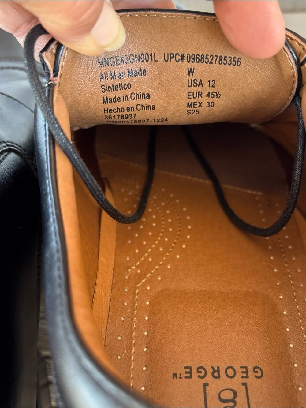 George Black Leather Cap-Toe Derby Shoes Men’s 12 Wide